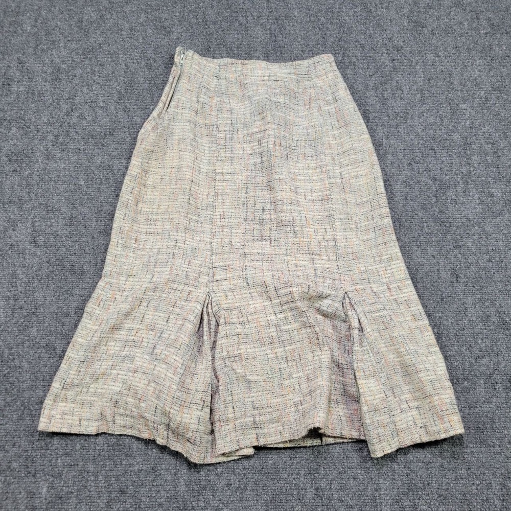 Carole Little Saint Tropez West Skirt 4 Beige Tweed Pleated A Line Flare Classic